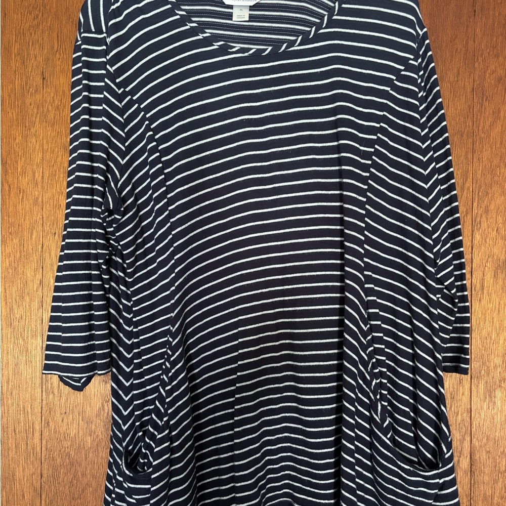 Christopher & Banks Navy and White Striped Tunic